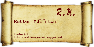 Retter Márton névjegykártya